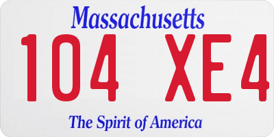 MA license plate 104XE4