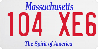 MA license plate 104XE6
