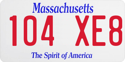 MA license plate 104XE8