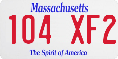 MA license plate 104XF2