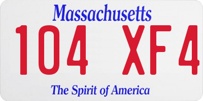 MA license plate 104XF4