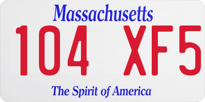 MA license plate 104XF5