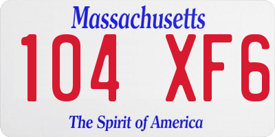 MA license plate 104XF6