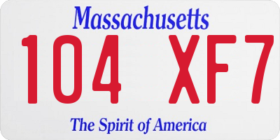 MA license plate 104XF7