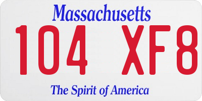 MA license plate 104XF8