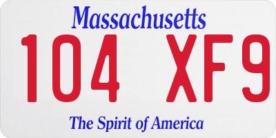MA license plate 104XF9