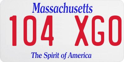 MA license plate 104XG0