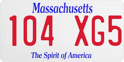 MA license plate 104XG5