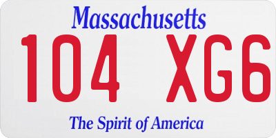 MA license plate 104XG6