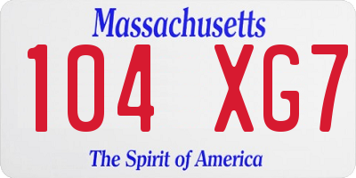 MA license plate 104XG7