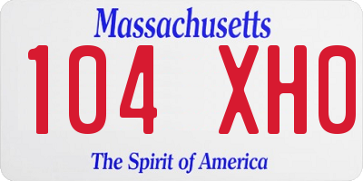 MA license plate 104XH0