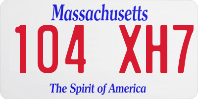 MA license plate 104XH7