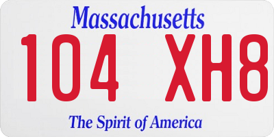 MA license plate 104XH8