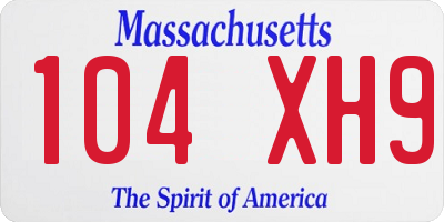 MA license plate 104XH9