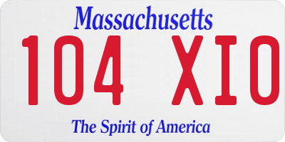 MA license plate 104XI0