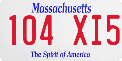MA license plate 104XI5