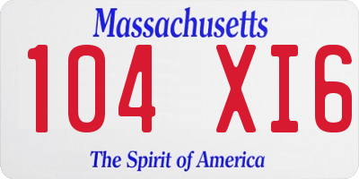 MA license plate 104XI6