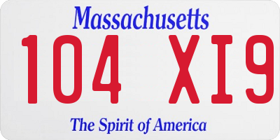 MA license plate 104XI9