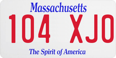 MA license plate 104XJ0