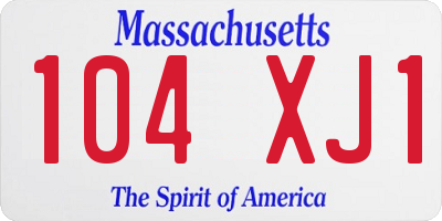 MA license plate 104XJ1