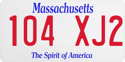 MA license plate 104XJ2