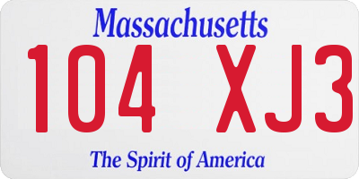 MA license plate 104XJ3