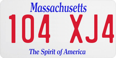 MA license plate 104XJ4