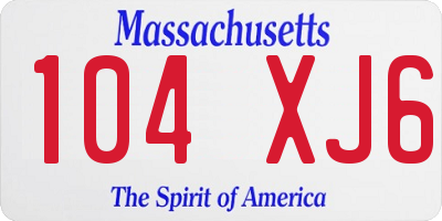 MA license plate 104XJ6