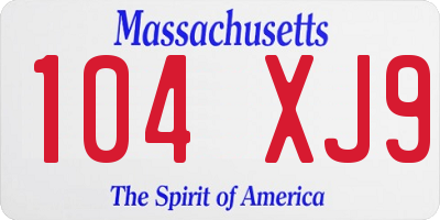 MA license plate 104XJ9