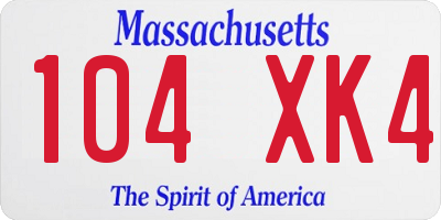 MA license plate 104XK4