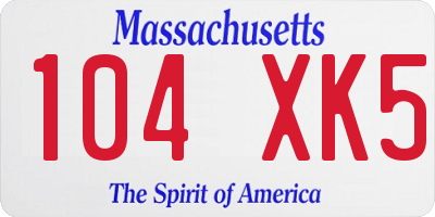 MA license plate 104XK5