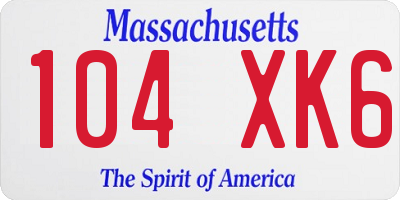 MA license plate 104XK6
