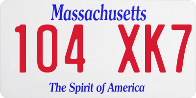MA license plate 104XK7