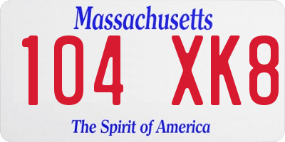 MA license plate 104XK8