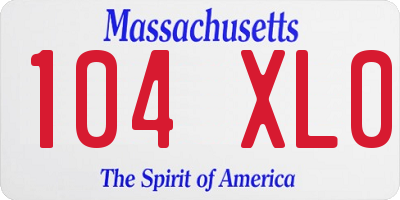 MA license plate 104XL0