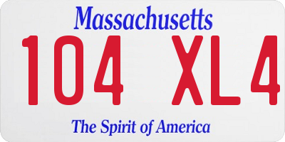 MA license plate 104XL4