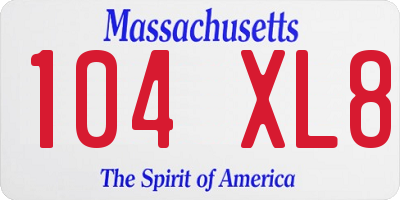 MA license plate 104XL8