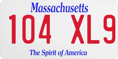 MA license plate 104XL9