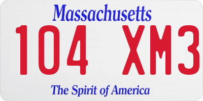 MA license plate 104XM3