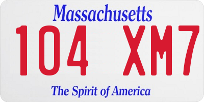 MA license plate 104XM7