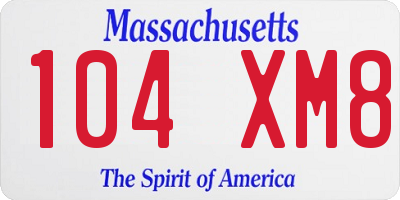 MA license plate 104XM8
