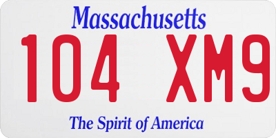 MA license plate 104XM9