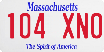 MA license plate 104XN0
