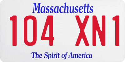 MA license plate 104XN1
