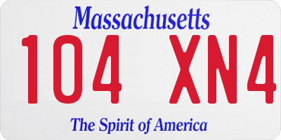 MA license plate 104XN4