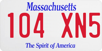MA license plate 104XN5