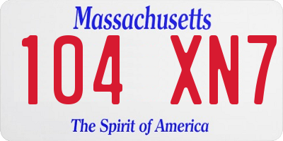 MA license plate 104XN7