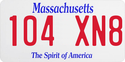MA license plate 104XN8