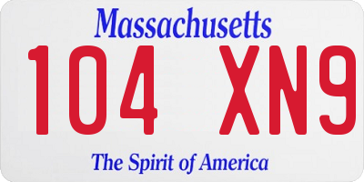 MA license plate 104XN9