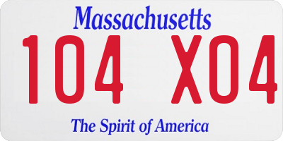 MA license plate 104XO4
